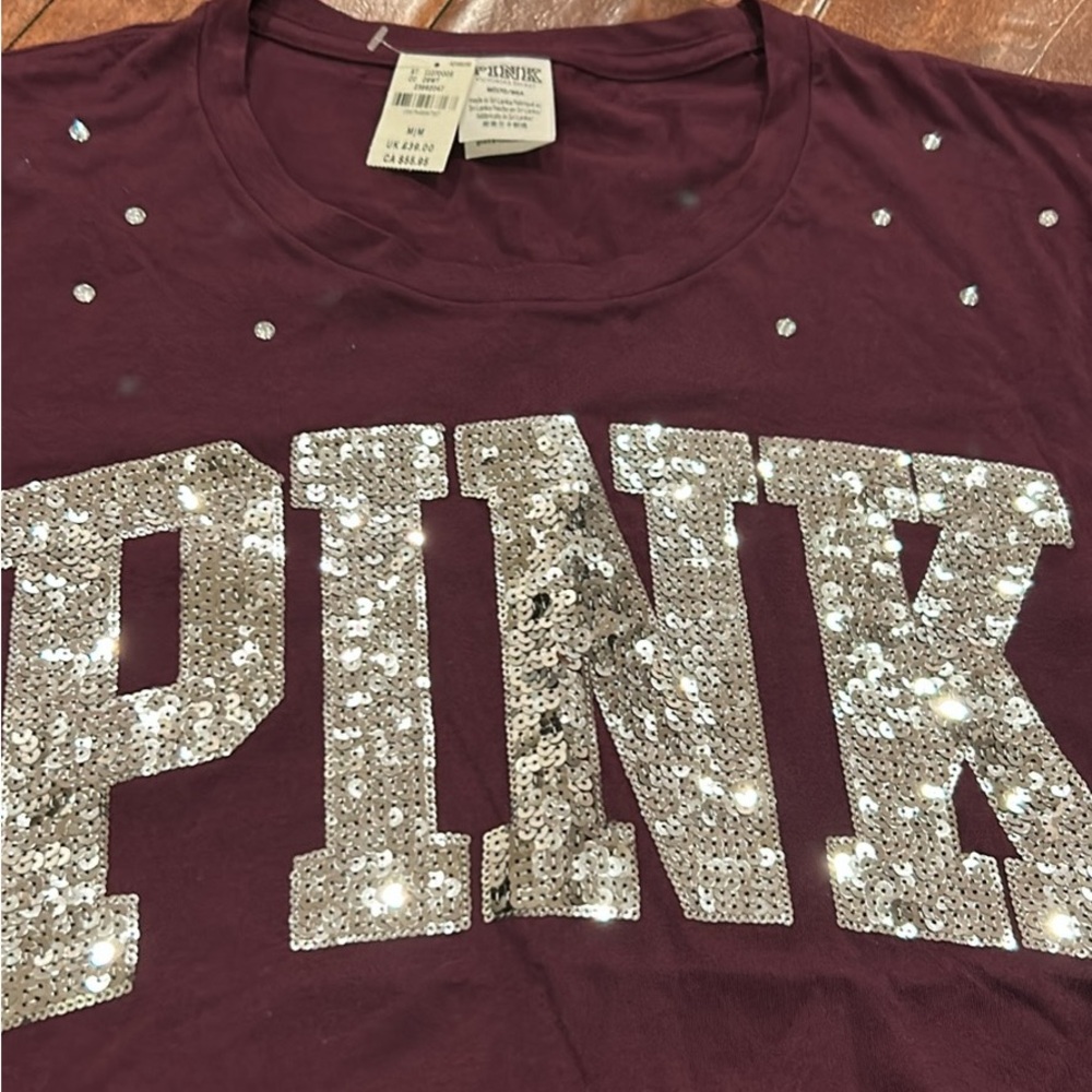 Pink Maroon T-Shirt with Silver Accents - Picture 2 of 4